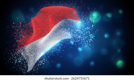 Indonesia, Mónaco, Vector 3d con luces y bengalas