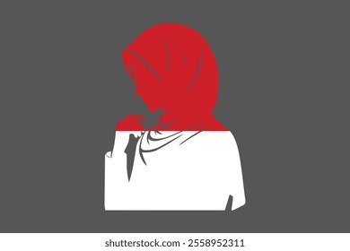 Indonesia Muslim girl wearing France flag hijab, Indonesia flag vector graphic, Indonesia country flag is a symbol of freedom, National Indonesia flag, vector illustration
