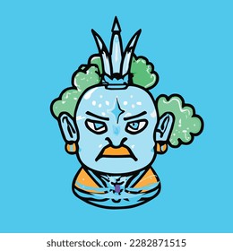 Indonesia Myth Gajah Mada blue  mascot vector illustration