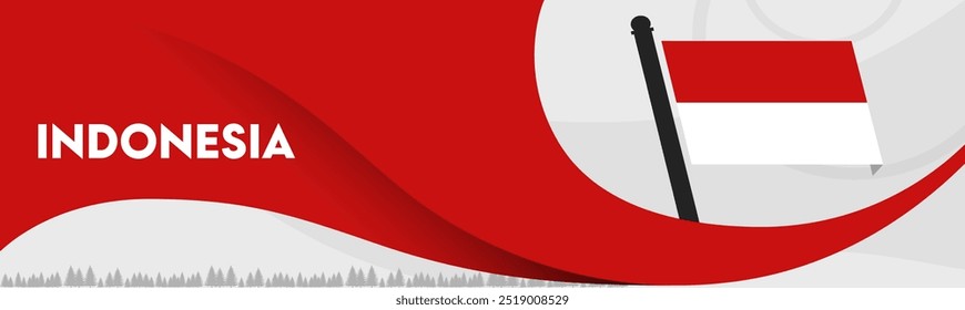 Indonesia national day, flag colors background with geometric abstract modern design. Indonesian flag independence day corporate business theme. Bali Jakarta Vector Illustration.