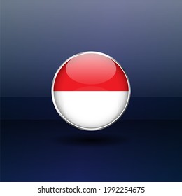 Indonesia national flag Circle button Icon. Simple flag, official colors and proportion correctly. Flat vector illustration.