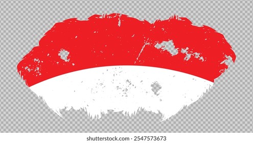 Bandera nacional de Indonesia con efecto de pincel de trazo afligido sobre fondo aislado