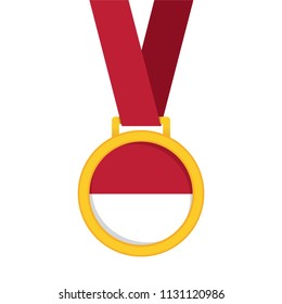 Indonesia national flag gold first place winners medal.