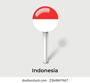 Indonesia national flag map marker pin icon illustration