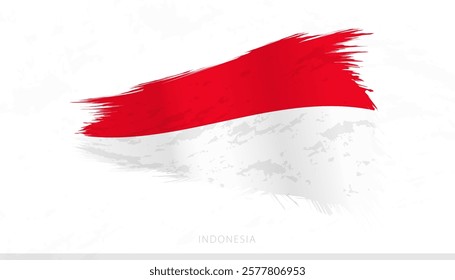 Indonesia National Flag with Textured Brush Strokes. Artistic Brush Stroke Design.