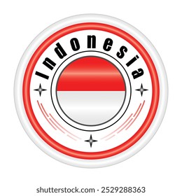 Arte vectorial de la insignia del orgullo nacional de Indonesia. emblema circular con Colores de la bandera de Indonesia rojos y blancos. Simbolizando la identidad nacional indonesia. EPS de Vector editable disponible