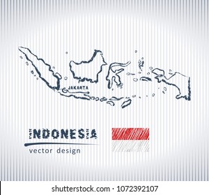 Indonesia national vector drawing map on white background