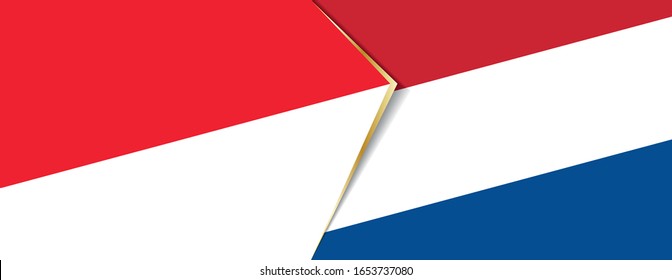 Indonesia and Netherlands flags, two vector flags symbol of relationship or confrontation.