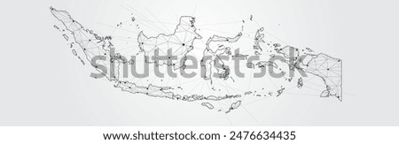 Indonesia network connection. Indonesia map point and line composition concept of national business. Modern communication connection concept design