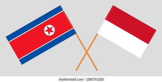 Indonesia and North Korea. The Indonesian and Korean flags. Official colors. Correct proportion. Vector illustration
