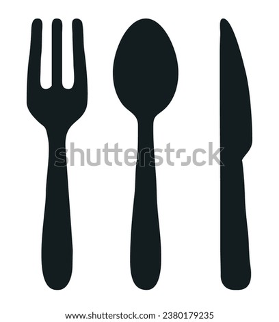 indonesia, october 25, fork and spoon and dinner knife on a white background
