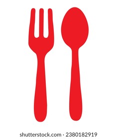 indonesia, october 25, red spoon and fork on a white background