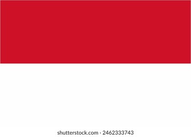 Vector de bandera oficial de Indonesia con tamaño y proporción estándar. Emblema de la bandera nacional con tamaño y colores precisos.