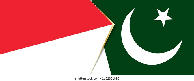 Indonesia and Pakistan flags, two vector flags symbol of relationship or confrontation.
