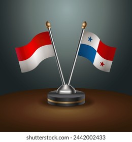 Indonesia and Panama table flags relation with gradient backgrund. Vector Illustration