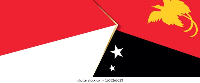 Indonesia and Papua New Guinea flags, two vector flags symbol of relationship or confrontation.