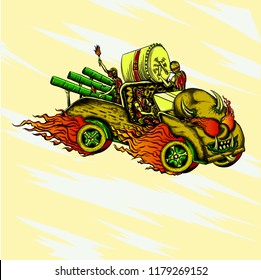 indonesia parade car demon vector illustration eps 10