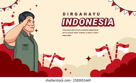 Indonesia patriotic independence day banner template design