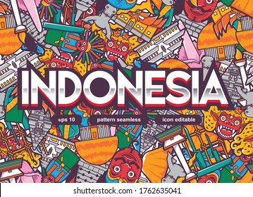 indonesia pattern seamless with lettering background