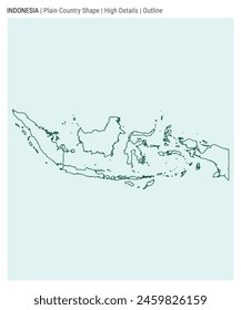 Indonesia plain country map. High Details. Outline style. Shape of Indonesia. Vector illustration.