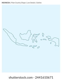 Mapa del país de Indonesia. Detalles bajos. Estilo de esquema. Forma de Indonesia. Ilustración vectorial.