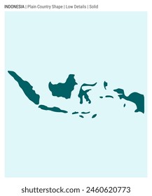 Indonesia plain country map. Low Details. Solid style. Shape of Indonesia. Vector illustration.