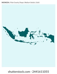 Indonesia plain country map. Medium Details. Solid style. Shape of Indonesia. Vector illustration.