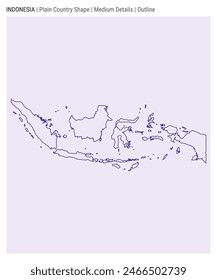 Indonesia plain country map. Medium Details. Outline style. Shape of Indonesia. Vector illustration.