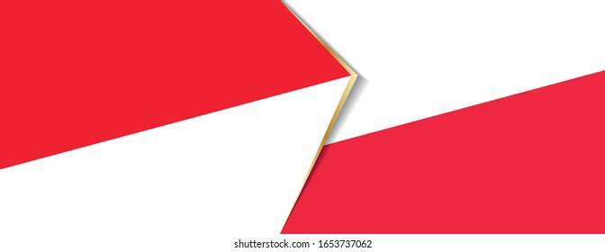 Indonesia and Poland flags, two vector flags symbol of relationship or confrontation.