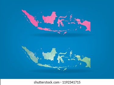 indonesia polygon geometry map, vector eps 10.