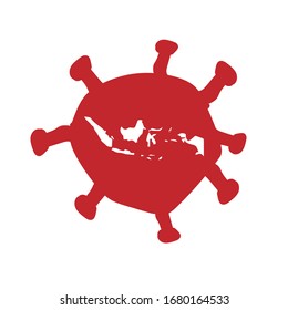 Indonesia positive coronavirus. Indonesian map and corona virus