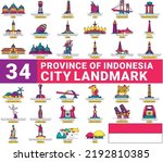 Indonesia province city landmark colorful collection