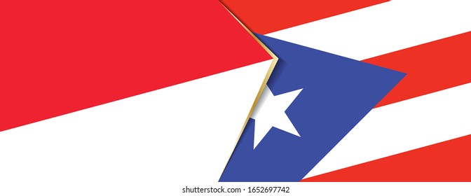 Indonesia and Puerto Rico flags, two vector flags symbol of relationship or confrontation.