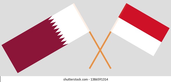 Indonesia and Qatar. The Indonesian and Qatari flags. Official colors. Correct proportion. Vector illustration

