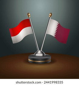 Indonesia and Qatar
 table flags relation with gradient backgrund. Vector Illustration