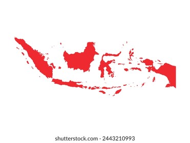 Indonesia red map on white background.