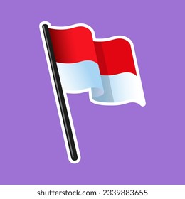 Indonesia red and white flag, vector illustration 