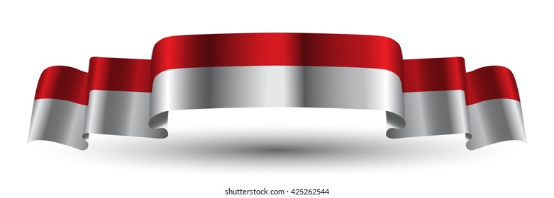 Indonesia ribbon flag on isolated background