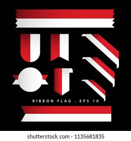 Indonesia Ribbon Flag Vector Template Design Illustration