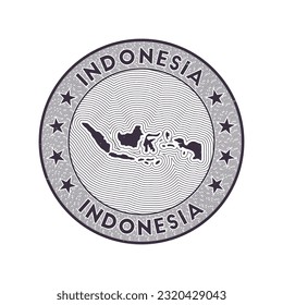 Indonesia round badge vector. Country round stamp with shape of Indonesia, isolines and circular country name. Attractive emblem. Powerful vector illustration.