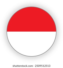 Indonésia Ícone de vetor de bandeira redonda isolado, Botão de bandeira da Indonésia