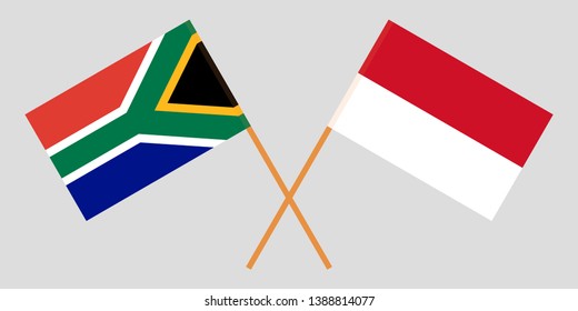 Indonesia and RSA. The Indonesian and South African flags. Official colors. Correct proportion. Vector illustration
