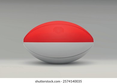 Indonesia rugby ball featuring the national flag design on a gray background