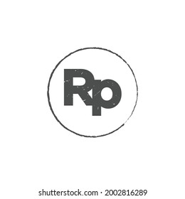 Indonesia rupiah IDR grunge stamp seal vector design. Currency mainstream symbol with grunge stamp seal style design