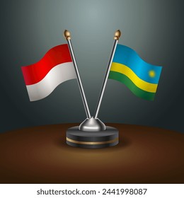 Indonesia and Rwanda
 table flags relation with gradient backgrund. Vector Illustration