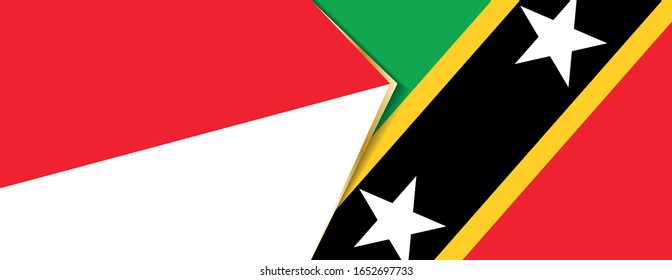 Indonesia and Saint Kitts and Nevis flags, two vector flags symbol of relationship or confrontation.