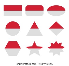 indonesia set of flags with geometric shapes