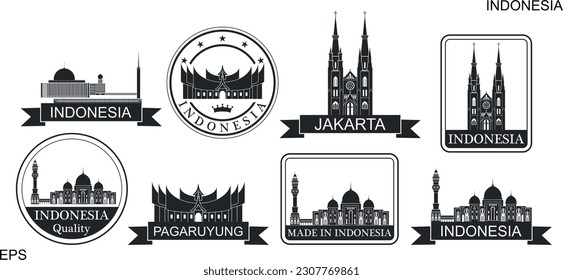 Indonesia set. Isolated Indonesia on white background