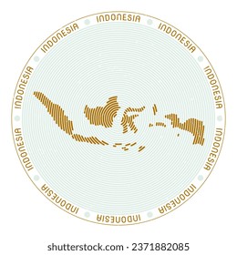 Indonesia shape radial arcs. Country round icon. Indonesia logo design poster. Cool vector illustration.