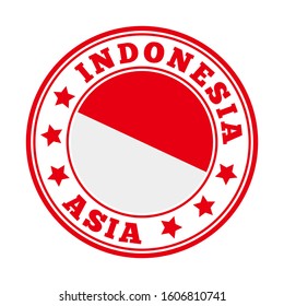 Indonesia sign. Round country logo with the flag of Indonesia. Vector illustration.